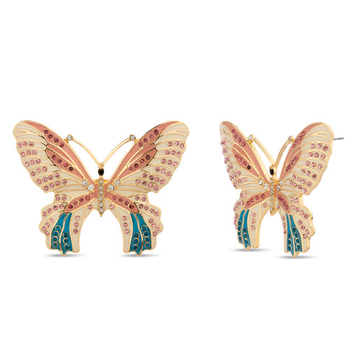 Pink | Enamel Butterfly Rhinestone Earrings