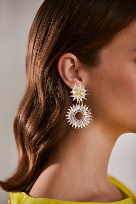 Pink | Flower Sunburst Statement Earrings Form