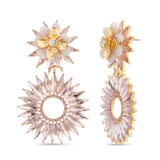 Pink | Flower Sunburst Statement Earrings Front