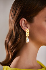 Gold | Metal Leaf Teardrop Earrings