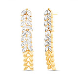 Gold | Linear Leaf Drop Earrings