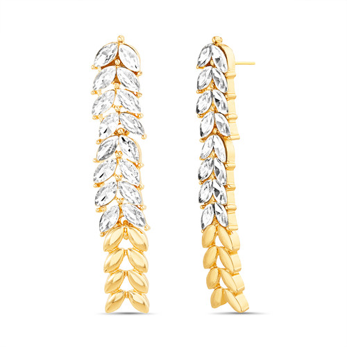 Gold | Linear Leaf Drop Earrings