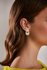 Gold | Scattered Pearl Door Knocker Earrings Model