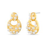 Gold | Scattered Pearl Door Knocker Earrings Front