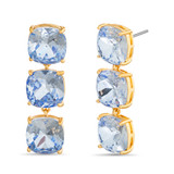 Blue | 3 Tier Linear Stone Earrings Front
