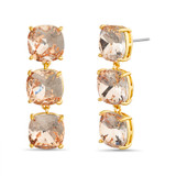 Pink | 3 Tier Linear Stone Earrings Front