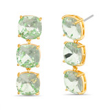 Green | 3 Tier Linear Stone Earrings Front