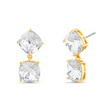 Gold | 2 Tier Crystal Drop Earrings Front