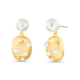 Gold | Scattered Pearl Drop Earrings Front