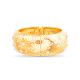 Gold | Scattered Pearl Statement Hinge Bracelet Front