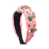 Pink | Embellished Knotted Headband with Gems