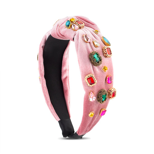 Pink | Embellished Knotted Headband with Gems