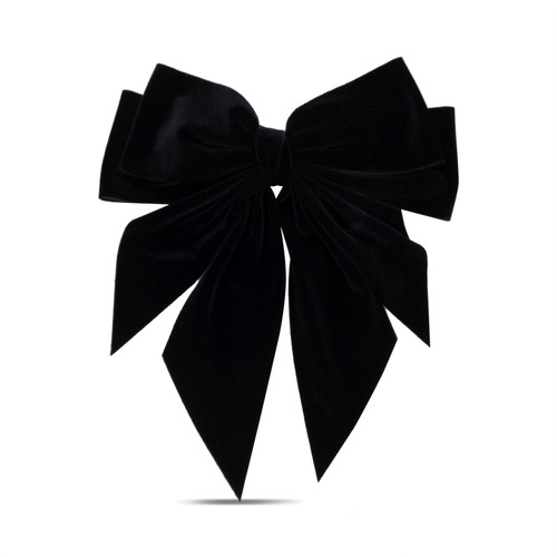 Black Oversized Bow Barrette Front