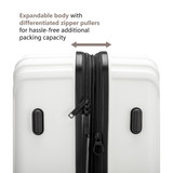 White Evalyn 3 Piece Expandable Luggage Set Closure