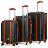 Black | Mia 3 Piece Expandable Retro Luggage Set