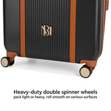 Black Mia 3 Piece Expandable Retro Luggage Set Wheels