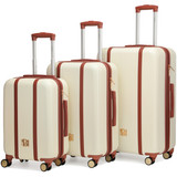 Champagne | Mia 3 Piece Expandable Retro Luggage Set