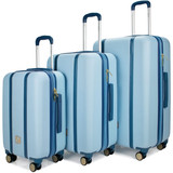 Light Blue | Mia 3 Piece Expandable Retro Luggage Set
