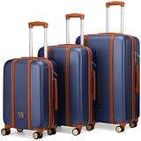 Navy | Mia 3 Piece Expandable Retro Luggage Set