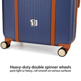 Navy Mia 3 Piece Expandable Retro Luggage Set Wheels