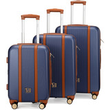 Navy | Mia 3 Piece Expandable Retro Luggage Set