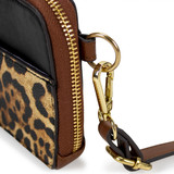 Leopard Vegan Leather Pouch Belt Bag zipper detail