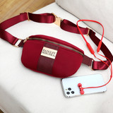 Burgundy | Sage Scuba and Vegan Leather Belt Bag