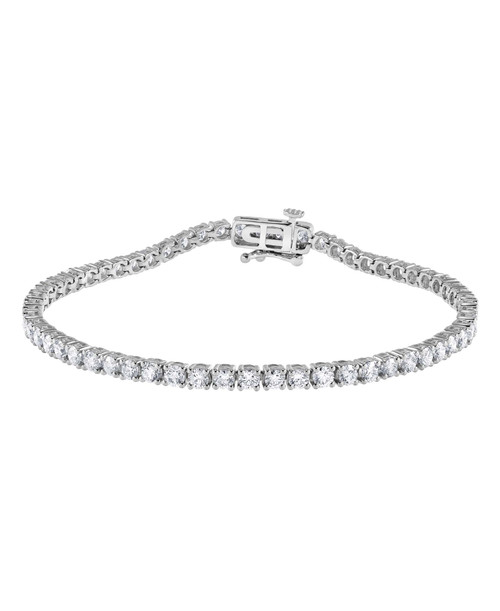 White Gold | 4CTTW Round Cut Diamond Tennis Bracelet Front