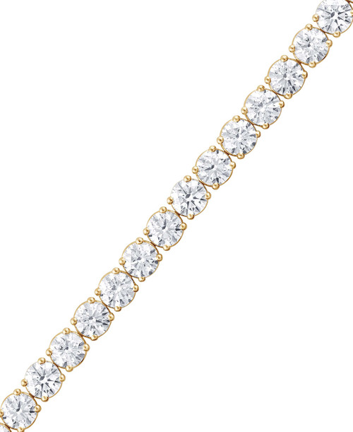 Yellow Gold | 20CTTW Round Cut Diamond Tennis Bracelet Side
