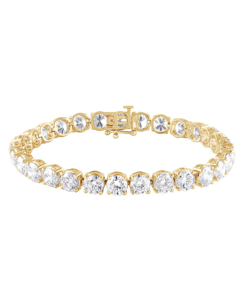 Yellow Gold | 20CTTW Round Cut Diamond Tennis Bracelet Front