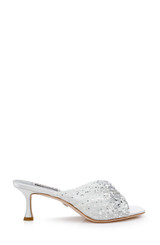 White | Brandy Rhinestone-Studded Mules