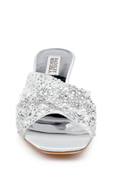 White | Brandy Rhinestone-Studded Mules