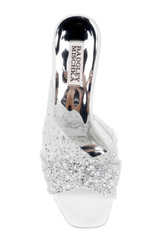 White | Brandy Rhinestone-Studded Mules