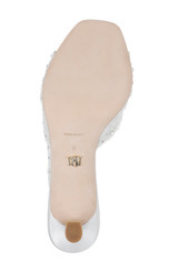 White | Brandy Rhinestone-Studded Mules