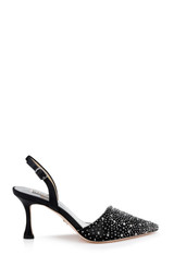 Black | Brenna Rhinestone-Studded 2-Piece Slingbacks
