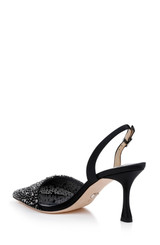 Black | Brenna Rhinestone-Studded 2-Piece Slingbacks