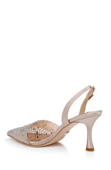 Nude | Brenna Rhinestone-Studded 2-Piece Slingbacks