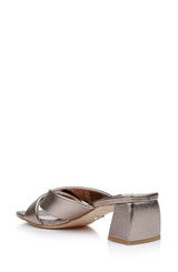 Light Bronze | Briella II Metallic Crisscross Strap Block Heel Mules
