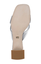 Silver | Briella II Metallic Crisscross Strap Block Heel Mules