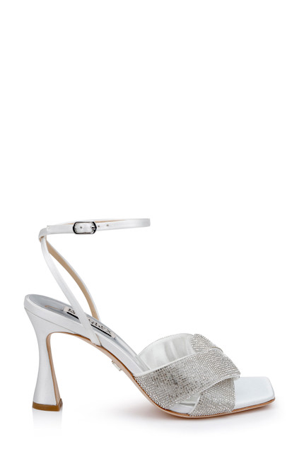 White | Brinlee Studded Satin Sandal