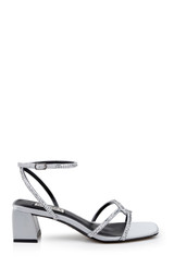 Silver | Brisa Low Block Heeled Sandal