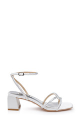 White | Brisa Low Block Heeled Sandal