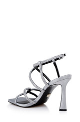 Silver | Brooke Strappy Bejeweled Stiletto Sandal