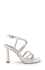 White | Brooke Strappy Bejeweled Stiletto Sandal
