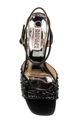 Black | Bryleigh Satin Platform Block Heels with Bejeweled Vamp