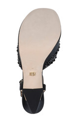 Black | Bryleigh Satin Platform Block Heels with Bejeweled Vamp