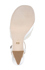 White | Bryleigh Satin Platform Block Heels with Bejeweled Vamp