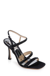 Black | Brynlee Satin Bejeweled Strappy Sandal