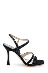 Black | Brynlee Satin Bejeweled Strappy Sandal