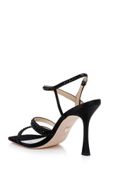 Black | Brynlee Satin Bejeweled Strappy Sandal